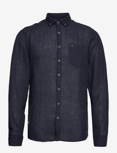 Linen L/S shirt - basic overhemden - dark navy
