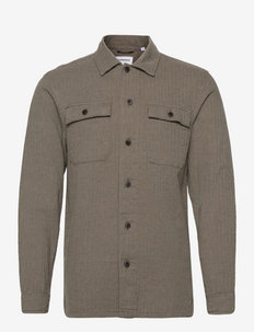 Linen blend overshirt L/S - overskjorter - army