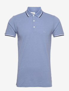Polo shirt w?. contrast piping - lyhythihaiset - mid blue 123
