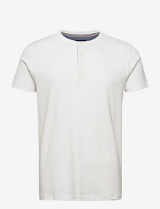 Ribbed granddad tee S/S - basic t-shirts - white