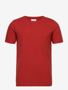Mouliné o-neck tee S/S - basic t-shirts - mid red mix