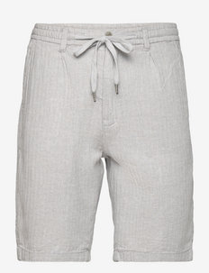 Linen blend herringbone short - linnen shorts - grey mel