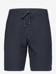 Linen blend herringbone short - shorts en lin - navy
