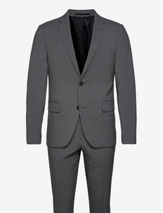Plain mens suit - kostuums met enkele rij knopen - grey mix