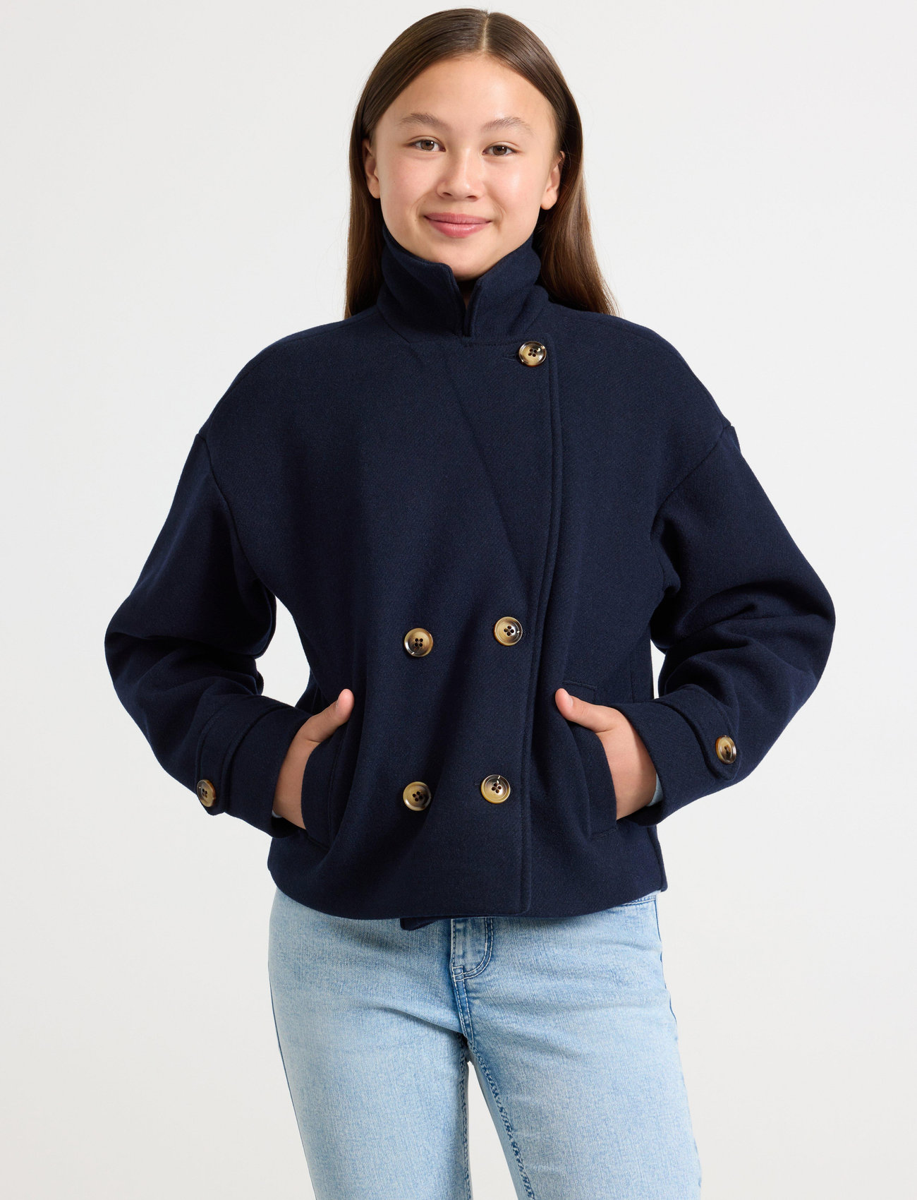 Lindex Jacket Short Trench, 134, Navy, Jakker & Frakker > Lette Jakker, Børn