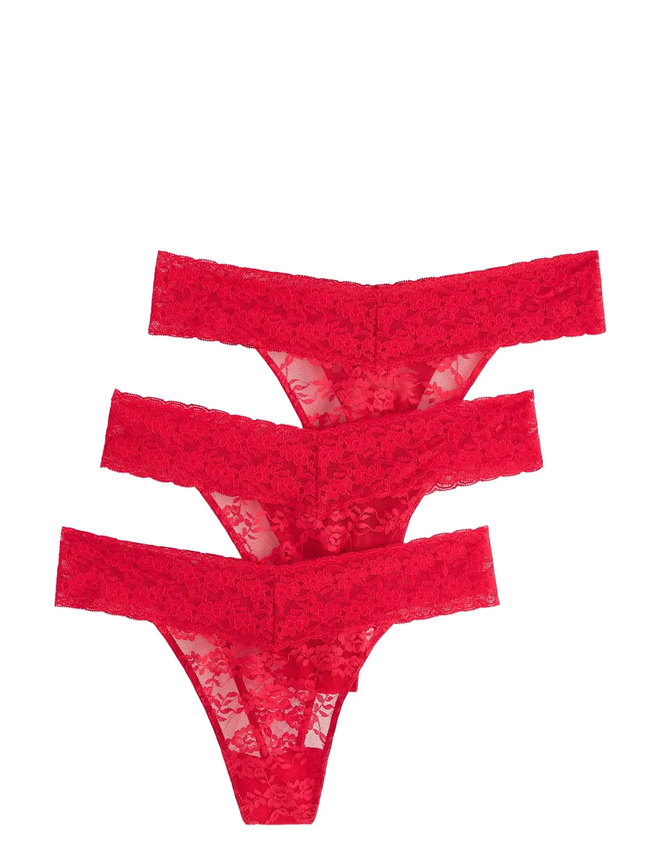 Lindex Brief Thong Low Lacey 3 Pack, XL, Red, Trusser > G-Streng, Dame