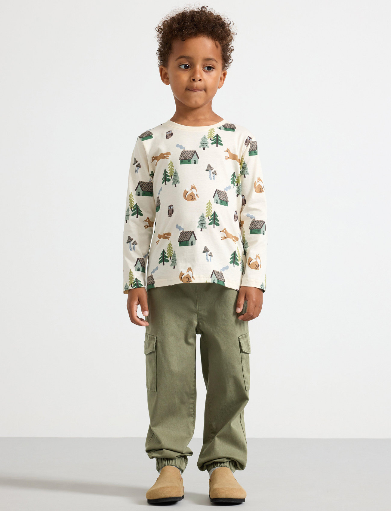Lindex Trousers Balloon Cargo, 92, Green, Underdele > Cargo Pants, Børn