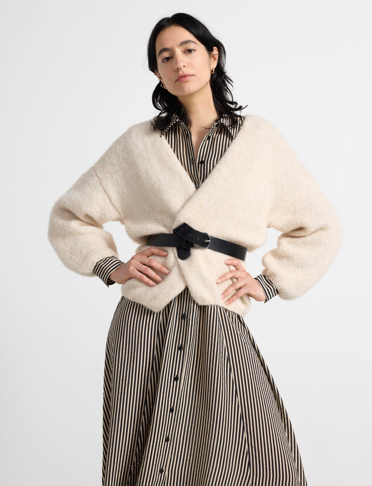 Lindex Stickad Cardigan, M/L, Cream, Strik > Cardigans, Dame