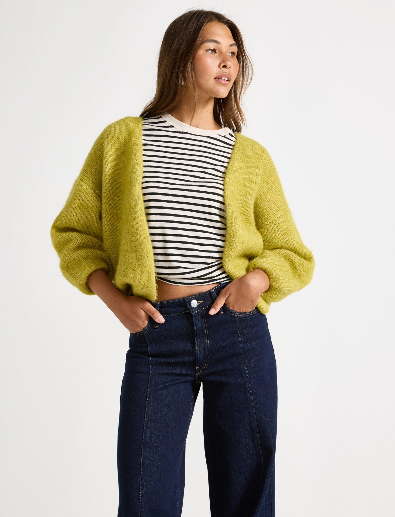 Lindex Stickad Cardigan, XS/S, Cream, Strik > Cardigans, Dame