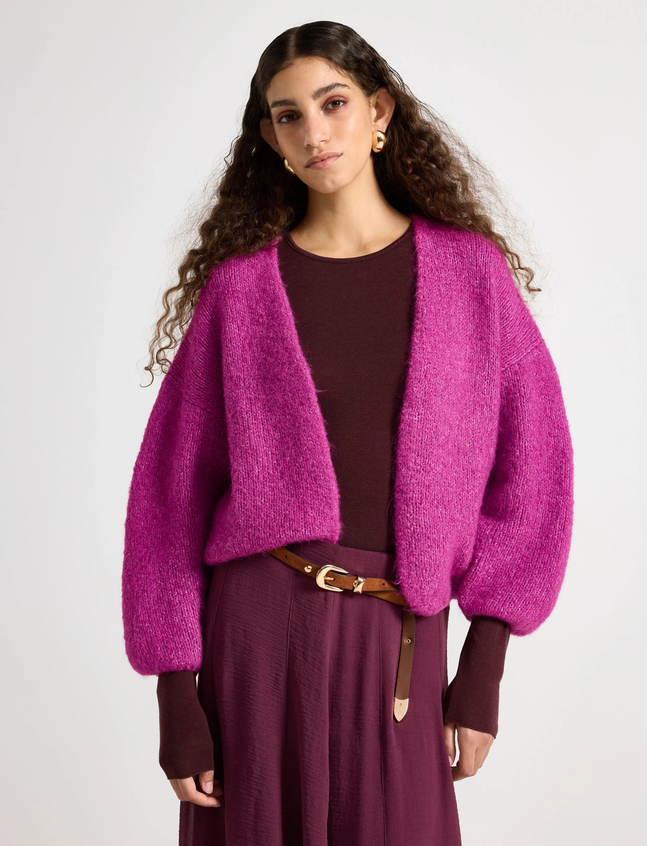 Lindex Stickad Cardigan, M/L, Pink, Strik > Cardigans, Dame