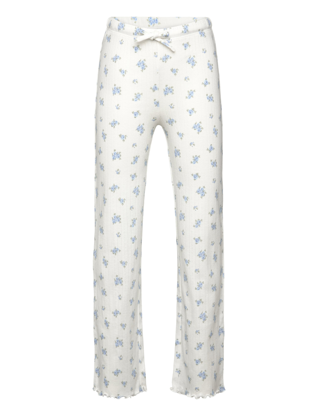 Lindex Trousers Pyjama Pointelle Long, 128, White, Pyjamas > Pyjamasbukser, Børn