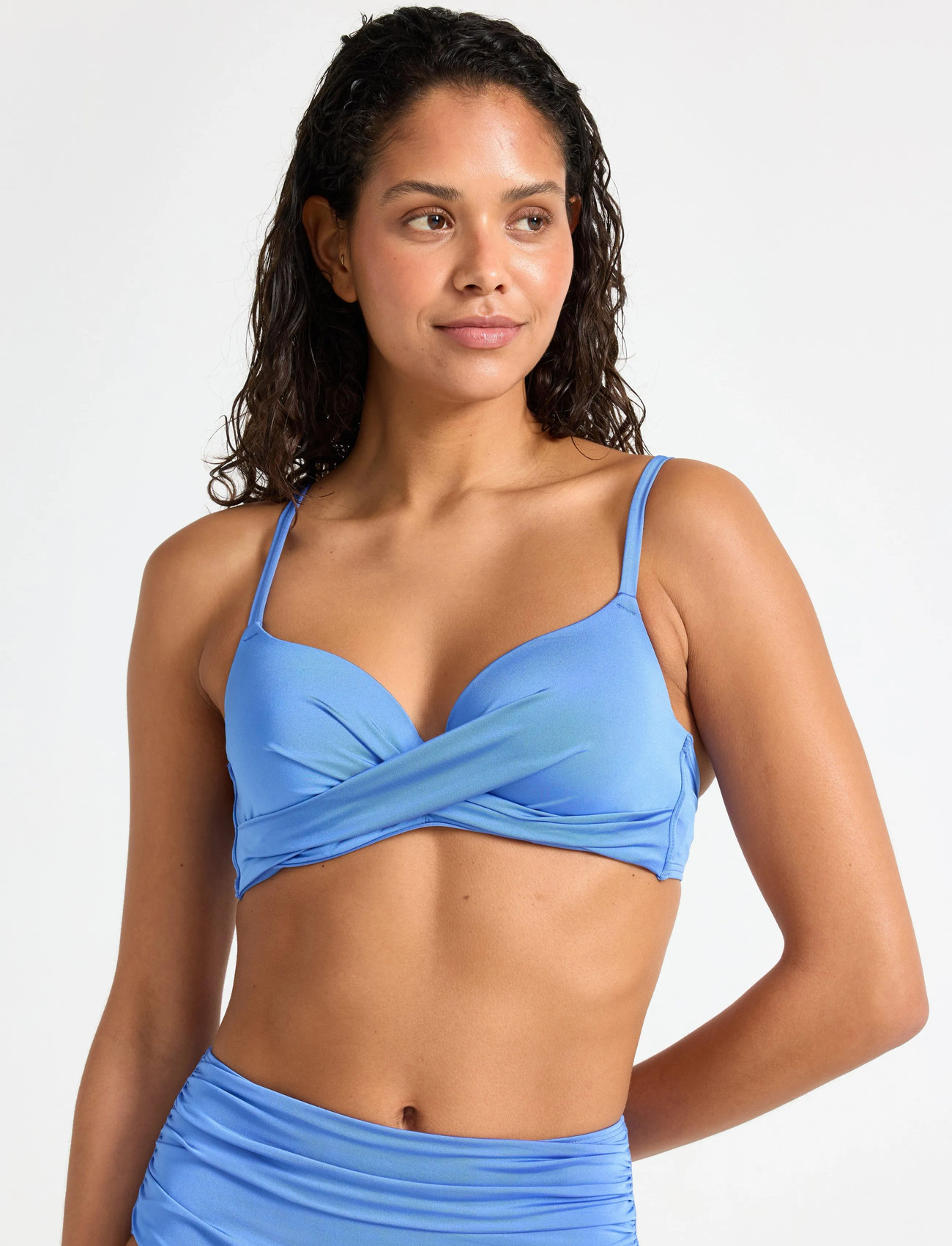 Lindex Lilja Padded Bikini Bra With Underwire, 85 E, Blue, Bikinier > Bikinitoppe, Dame