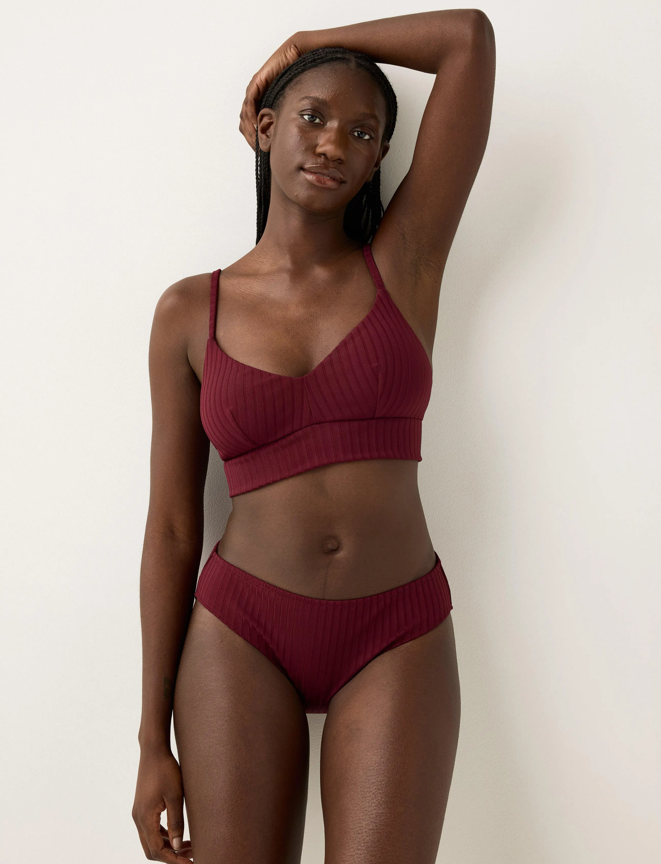Lindex Brief Bikini Regular Bella Rib, M, Burgundy, Bikinis > Bikini Underdele, Dame