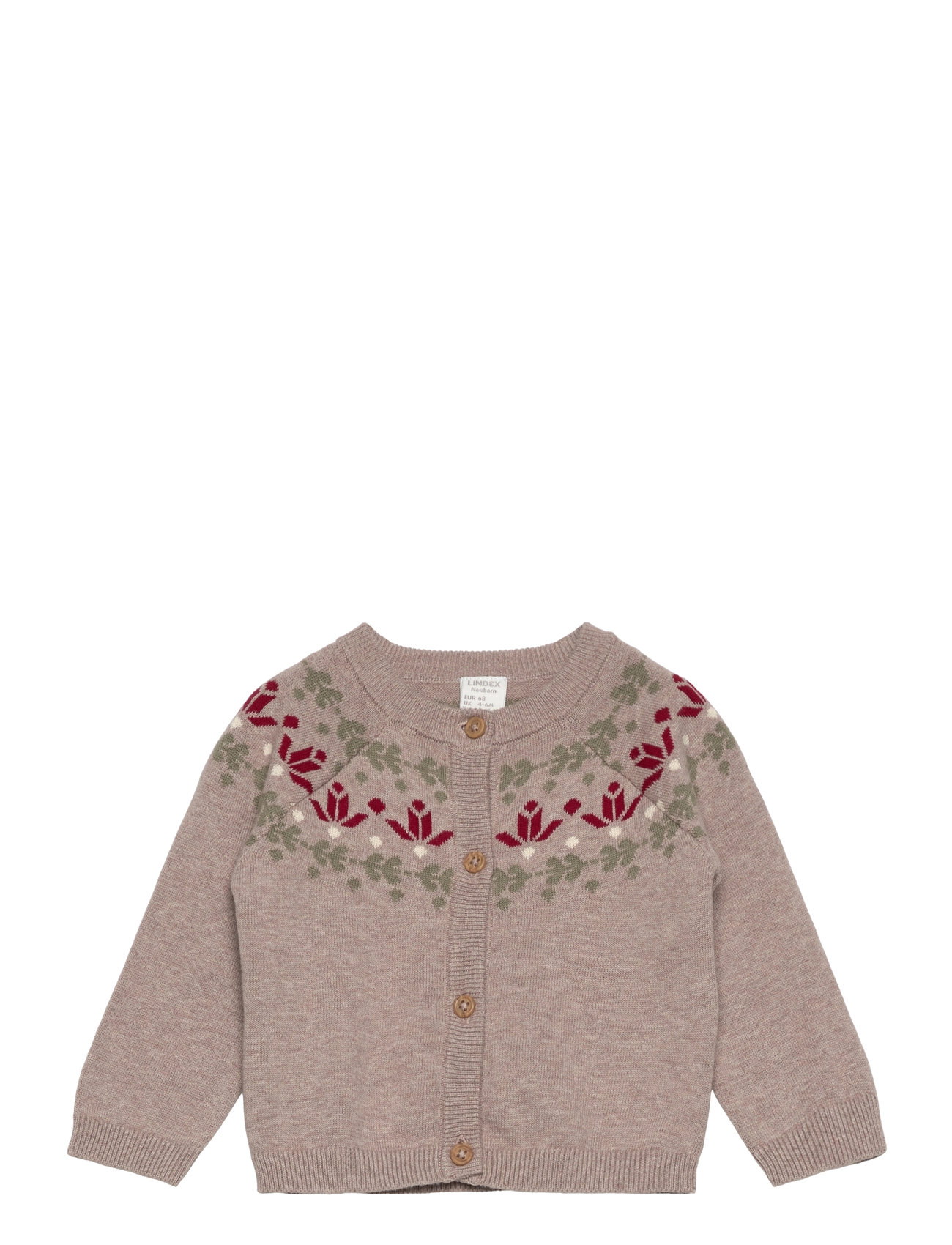 Lindex Knitted Cardigan Fair Isle Nb Beige