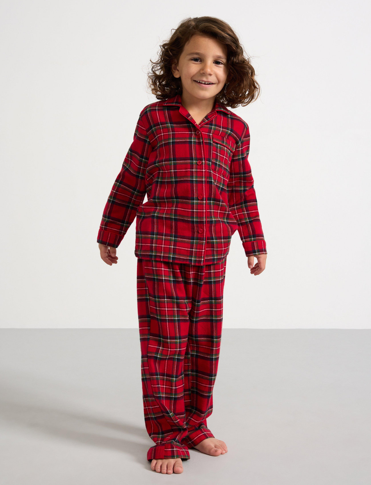 Lindex Pyjama Flannel Y D Check Mini, 92, Red, Pyjamas > Pyjamas-Sæt, Børn