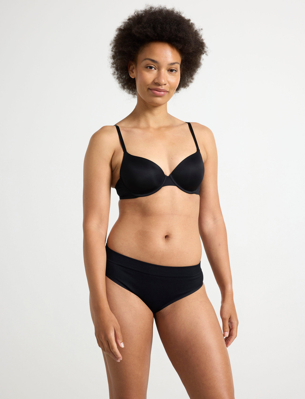 Lindex Brief Brazi High Seamless Rib, XXL, Black, Trusser > Brasilianske Trusser, Dame
