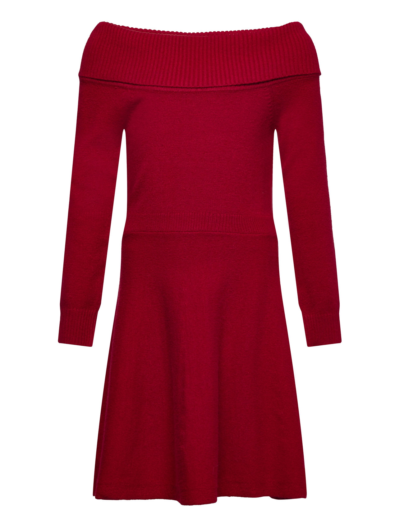 Dress Knitted With Fold Down C Dresses & Skirts Dresses Casual Dresses Long-sleeved Casual Dresses Red Lindex