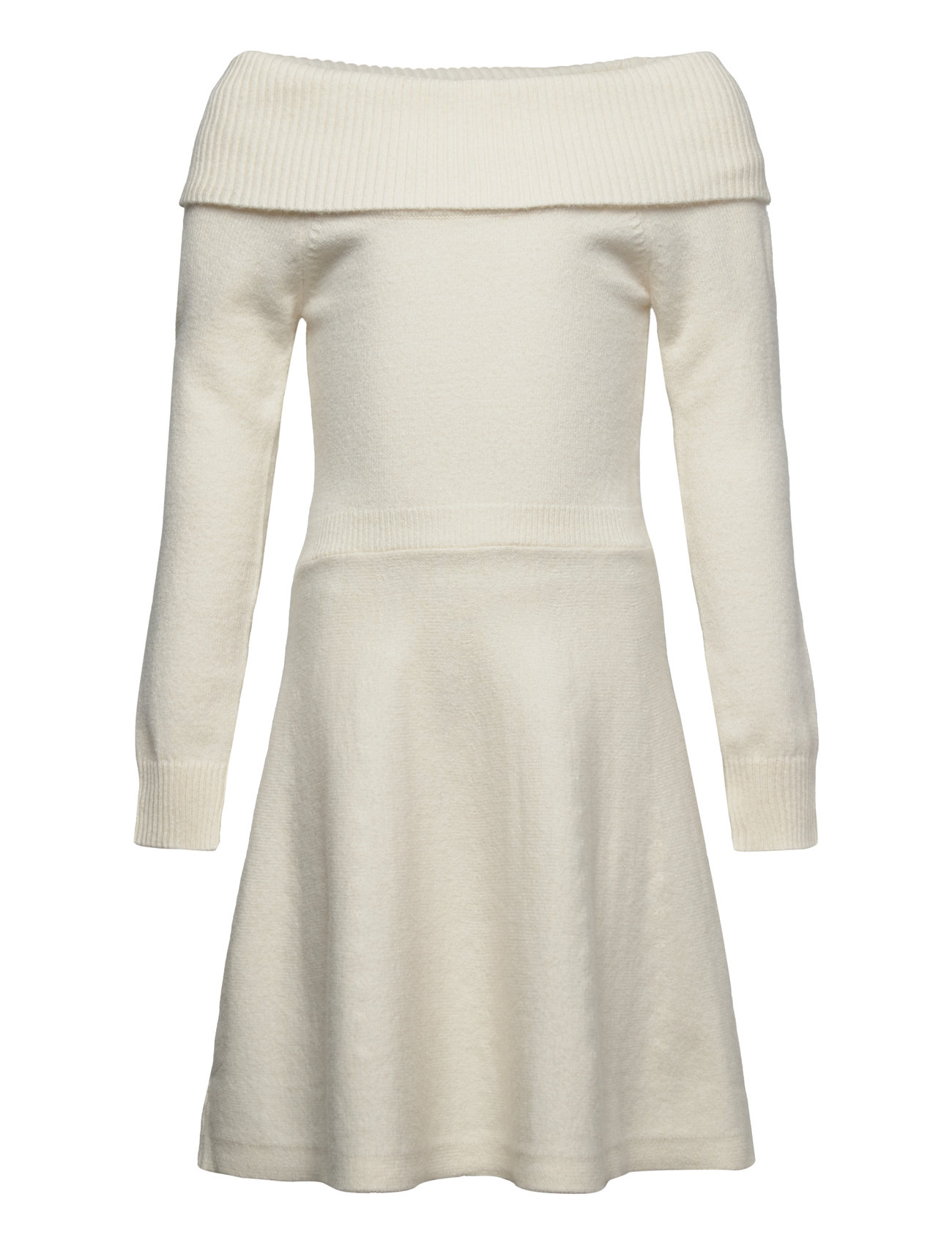 Dress Knitted With Fold Down C Dresses & Skirts Dresses Casual Dresses Long-sleeved Casual Dresses White Lindex