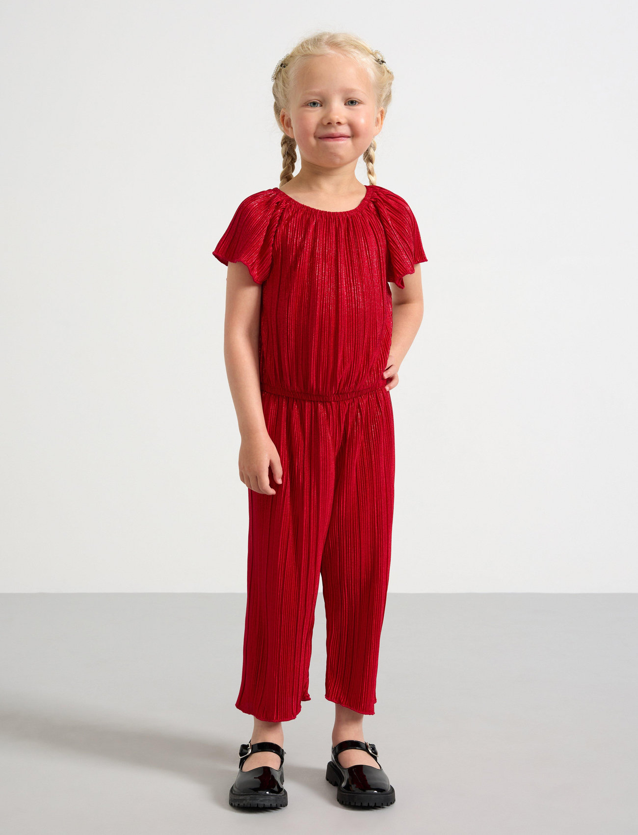 Lindex Jumpsuit S S Plisse Foil Sprin, 98, Red > Jumpsuits, Børn
