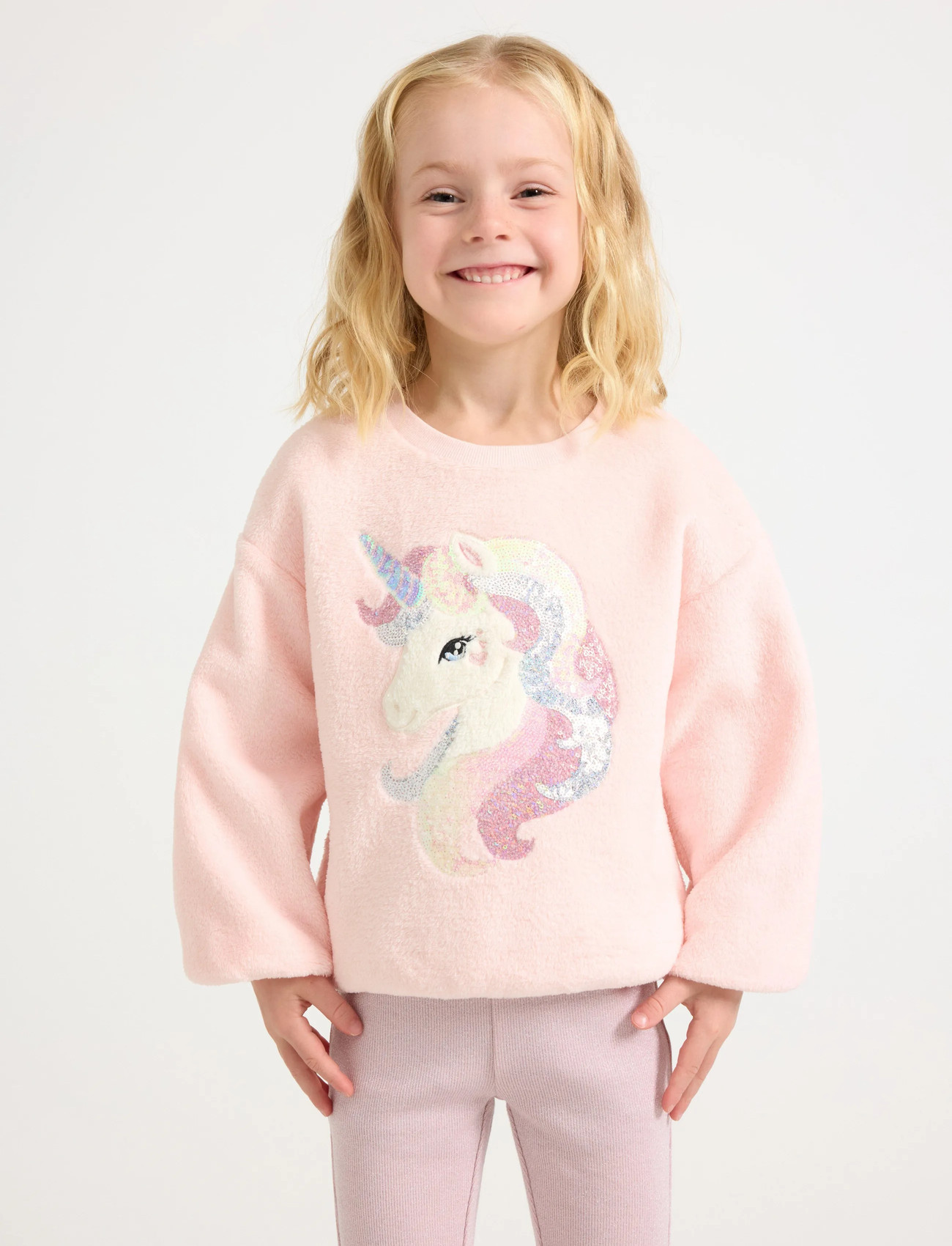 Lindex Jumper In Pile, 134, Pink, Sweatshirts & Hættetrøjer > Sweatshirts, Børn