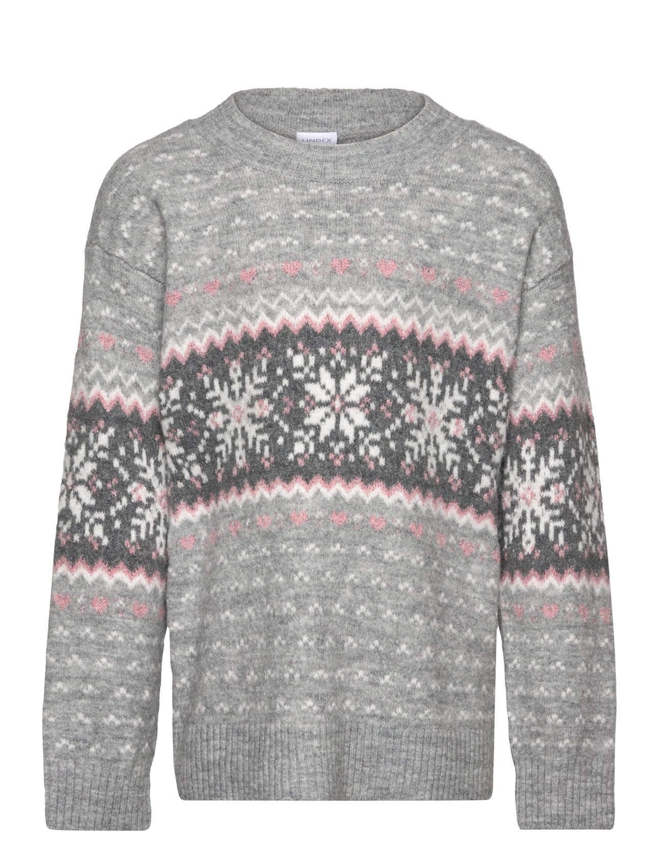 Lindex Sweater Winter Fair Isle Grå