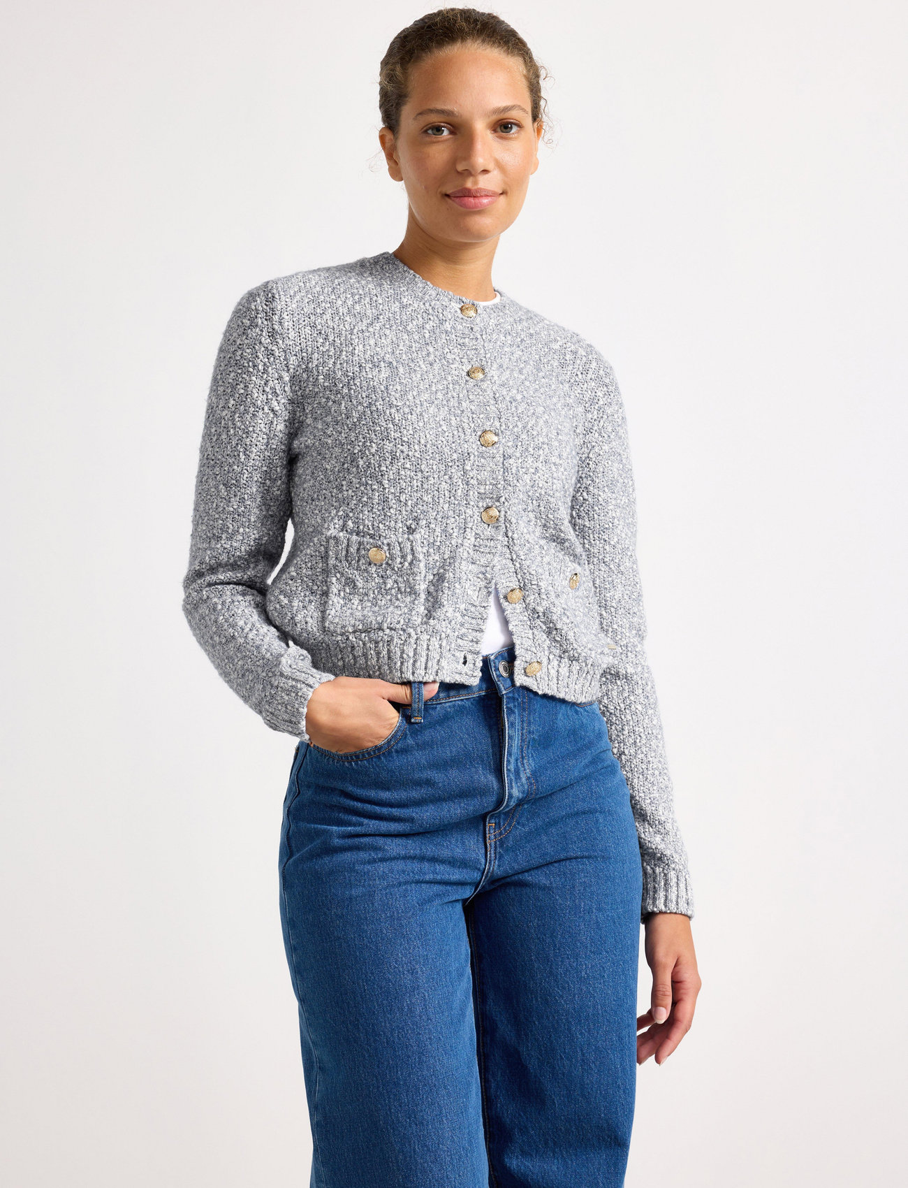 Lindex Jacket Luna Knitted, L, Blue, Strik > Cardigans, Dame