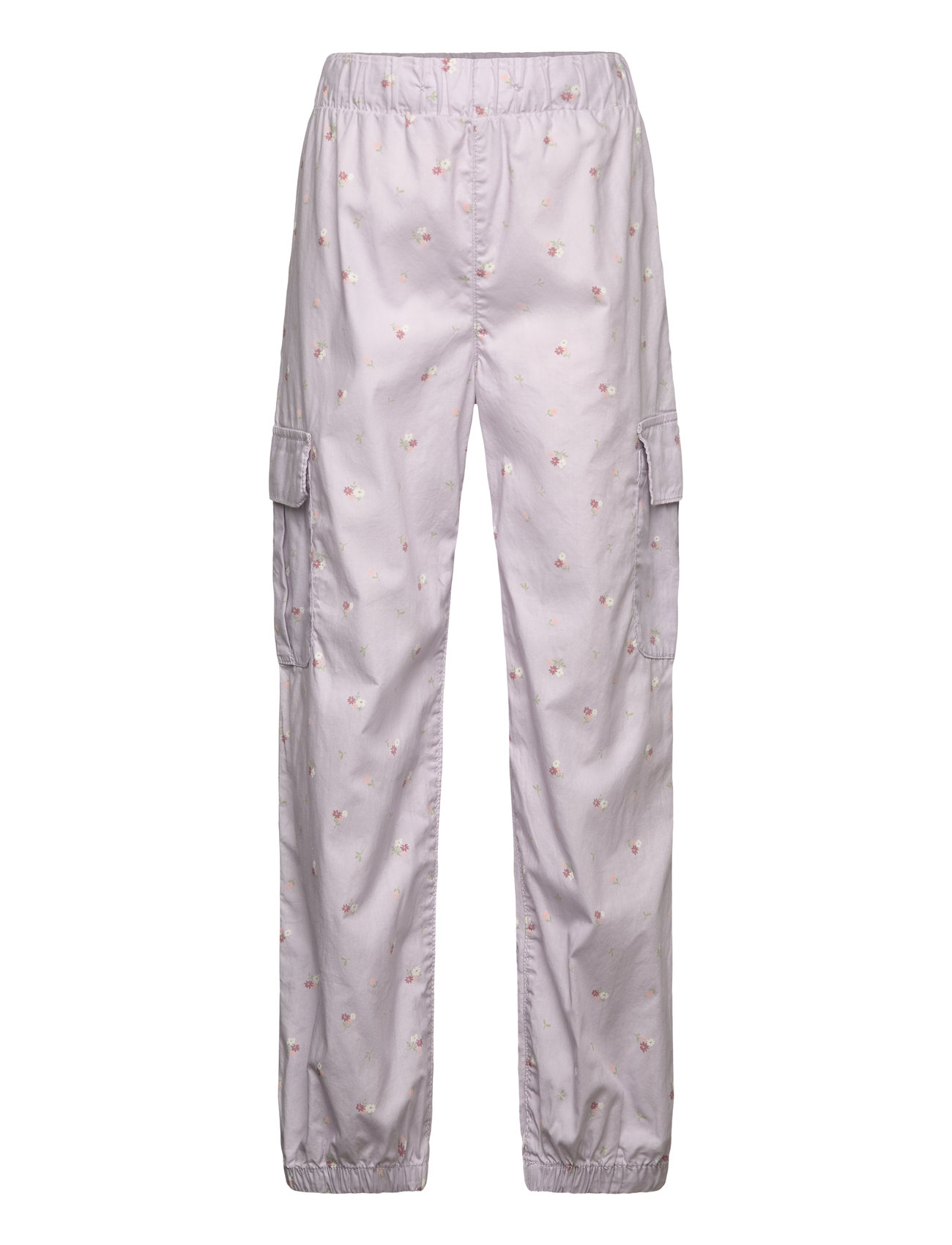 Lindex Trousers Cargo Poplin Aop, 110, Pink, Underdele > Cargo Pants, Børn
