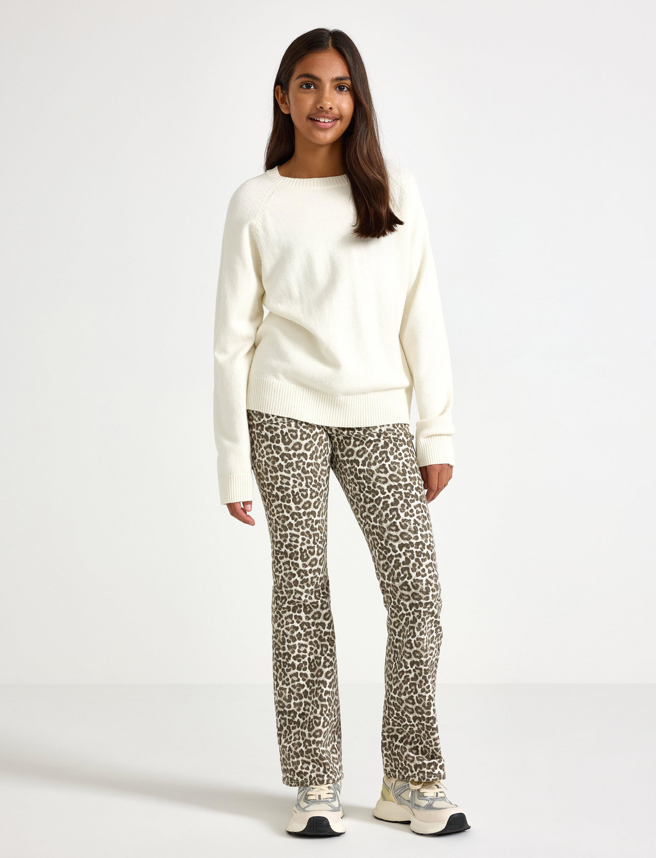 Lindex Trousers Woven Freja Twill, 170, Beige, Underdele > Bukser, Børn