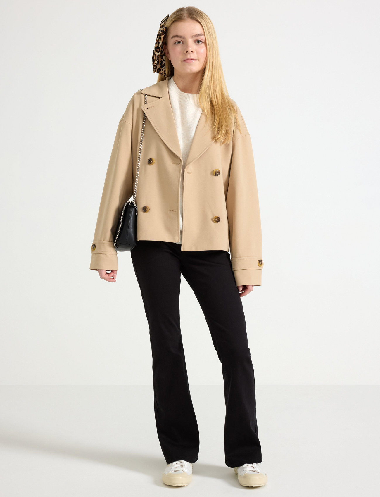 Lindex Jacket Trench Cropped, 134, Beige, Jakker & Frakker > Lette Jakker, Børn