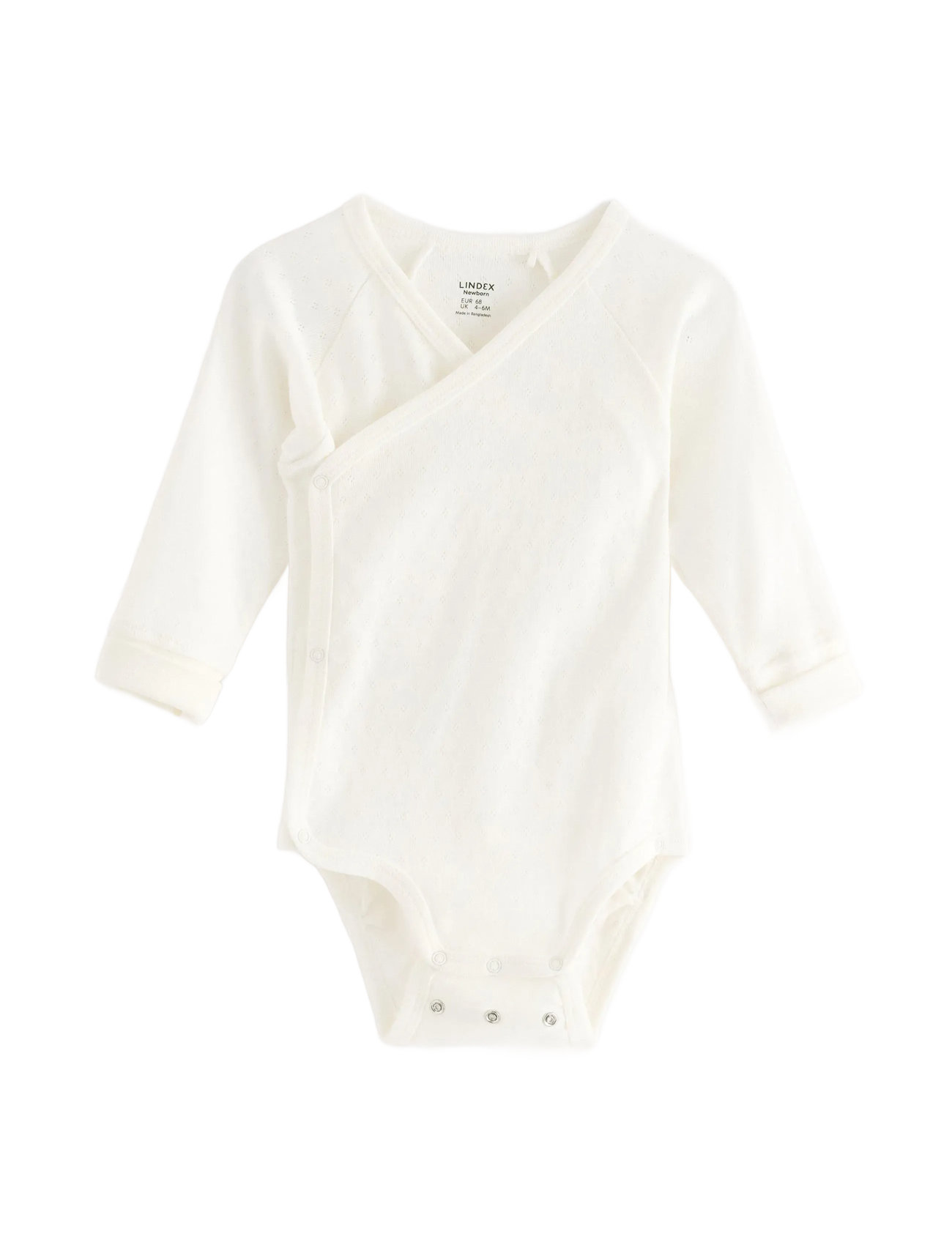 Lindex Body Wrap Pointelle Solid, 50, White, Kroppe > Wrap-Kroppe, Børn
