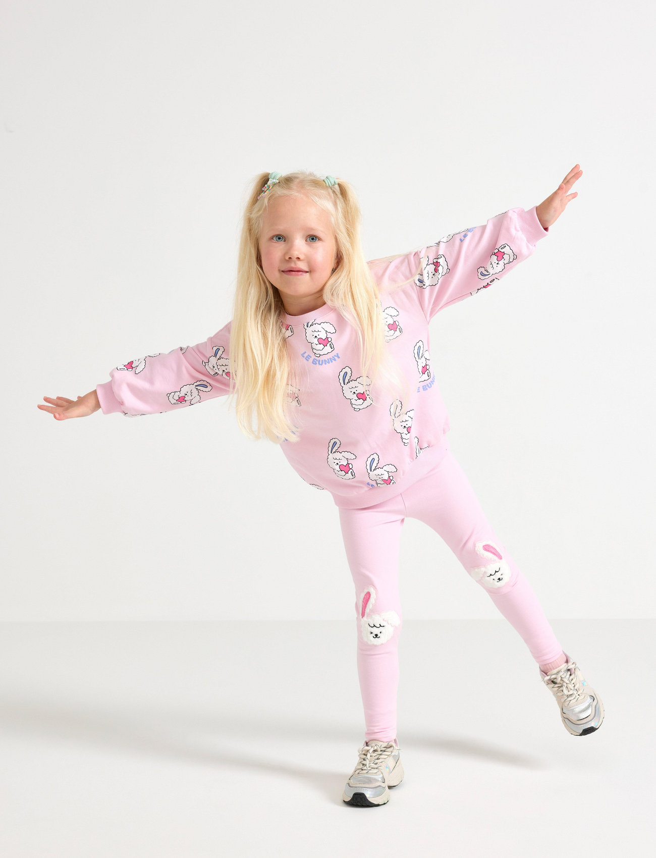 Lindex Leggings Bunnies Knee Applique, 92, Pink, Underdele > Leggings, Børn