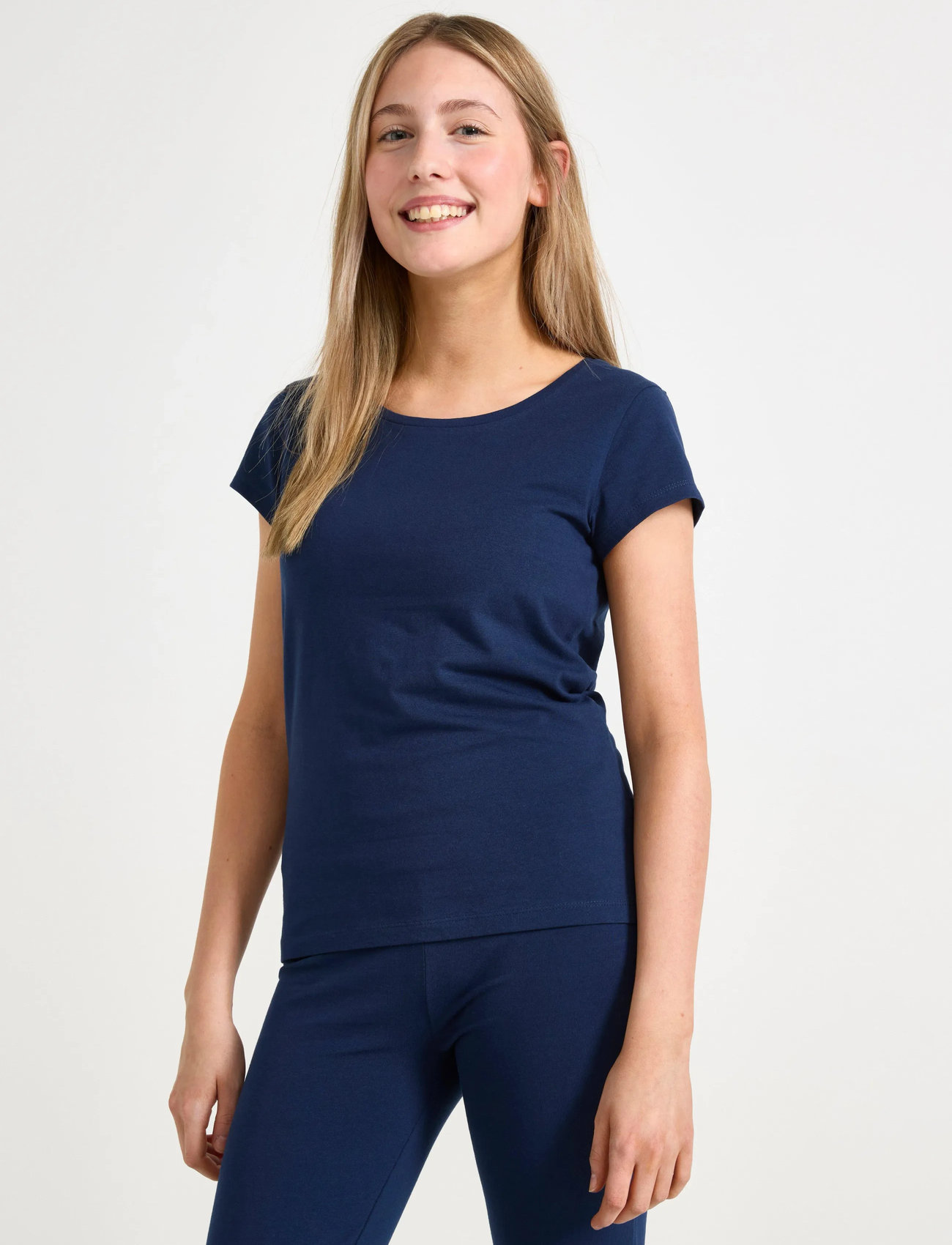 Lindex Top With Cap Sleeves, 128, Blue, T-Shirts > Kortærmede, Børn