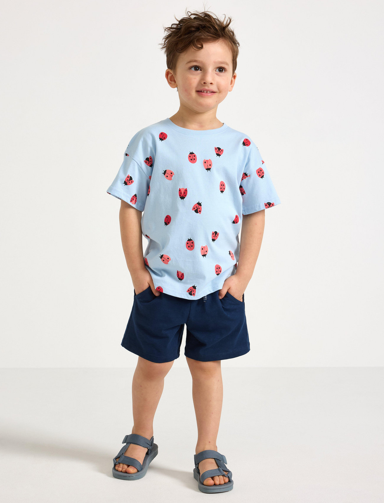 Lindex Shorts Slub, 92, Navy, Shorts > Svedeshorts, Børn