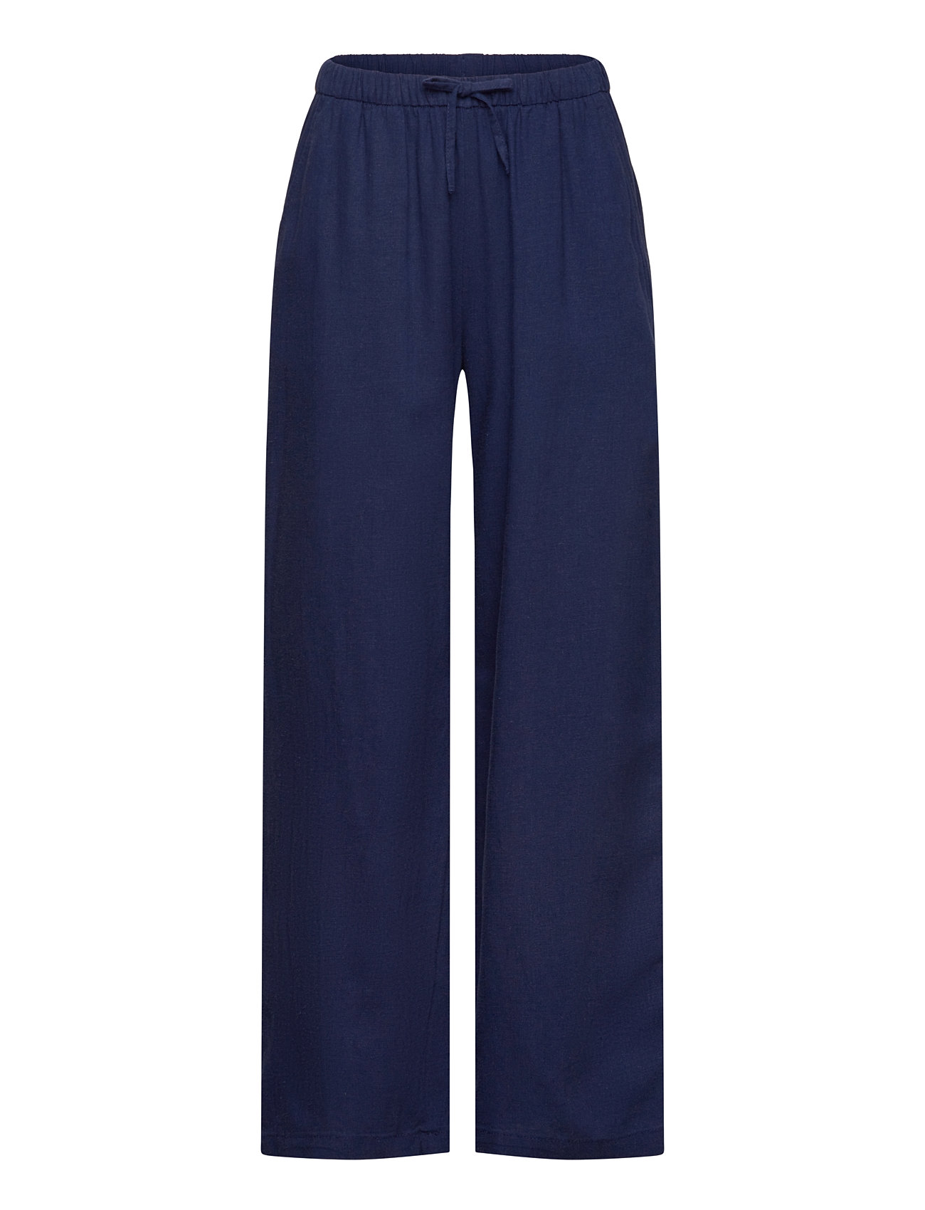 Lindex Trousers Linen Blend Blå