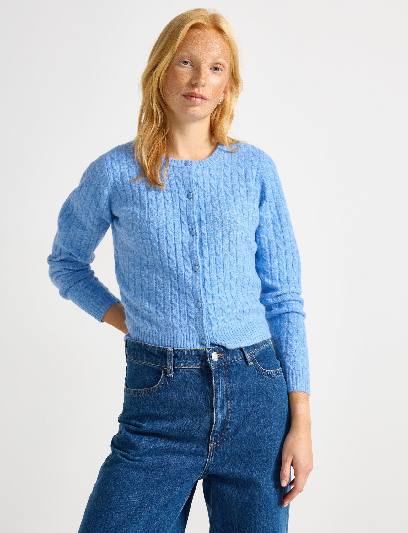 Lindex Cardigan Clarissa, L, Blue, Strik > Cardigans, Dame