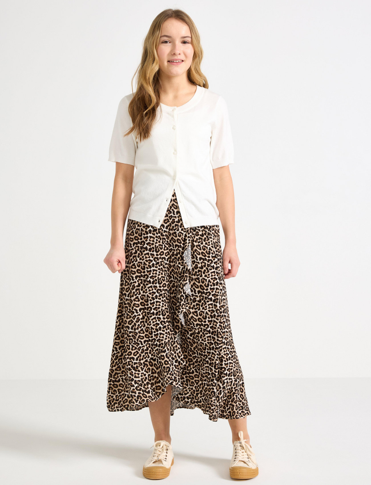 Lindex Skirt Midi With Wrap, 170, Brown, Nederdele > Midi-Nederdele, Børn