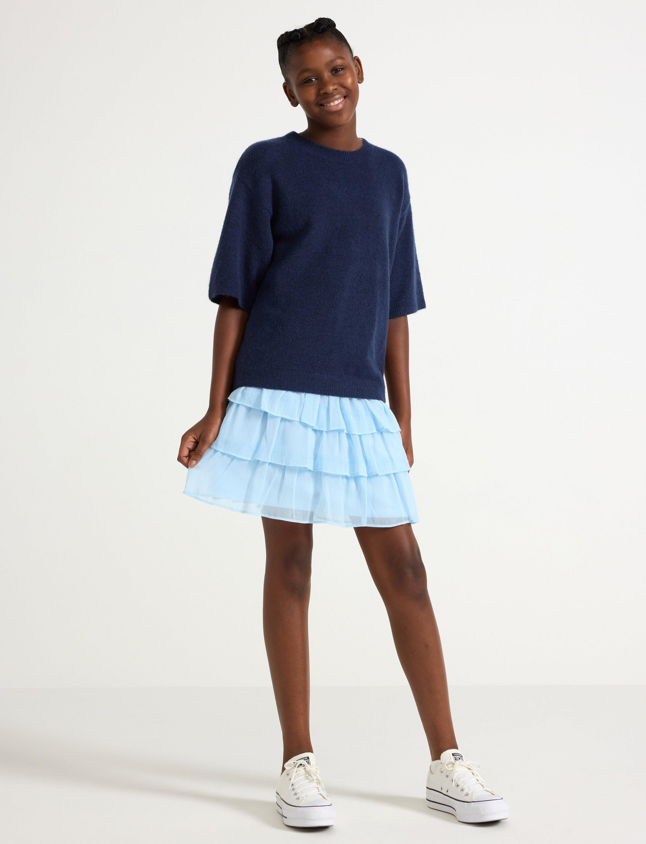 Lindex Skirt Flounces And Smock Chiff, 128, Blue, Nederdele > Korte Nederdele, Børn