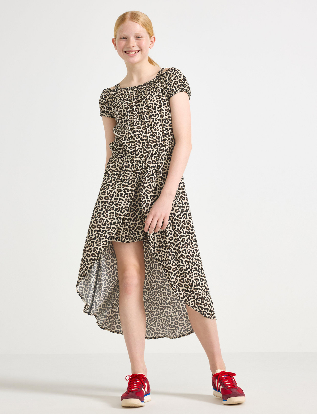 Lindex Dress High And Low With Shorts, 170, Beige, Fritidskjoler > Kortærmede Fritidskjoler, Børn