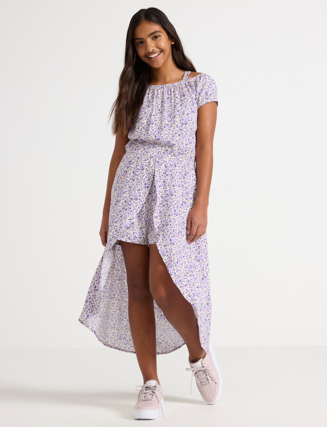 Lindex Dress High And Low With Shorts, 158, Purple, Fritidskjoler > Kortærmede Fritidskjoler, Børn