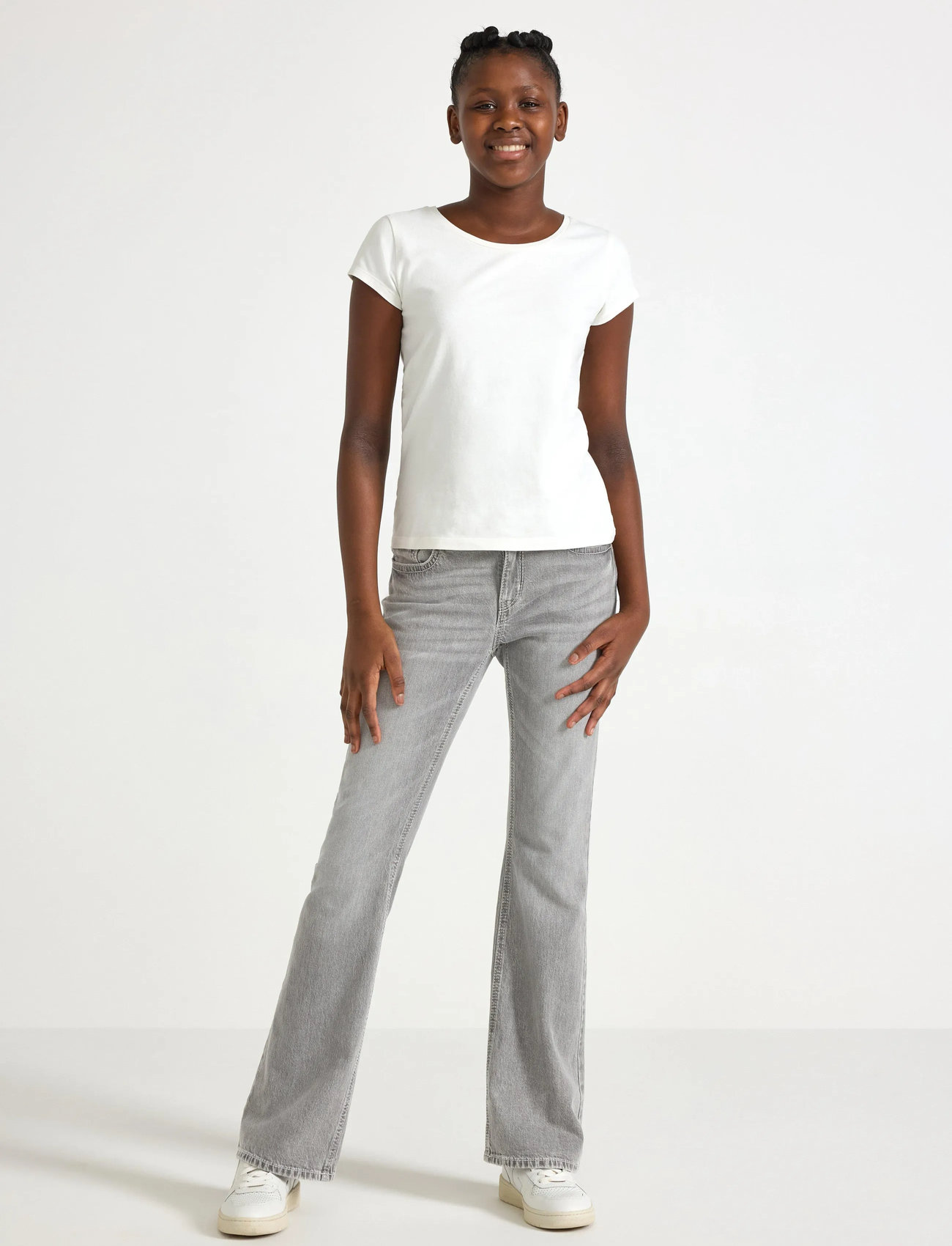 Lindex Trousers Denim Freja Pockets A, 152, Grey, Jeans > Bootcut-Jeans, Børn
