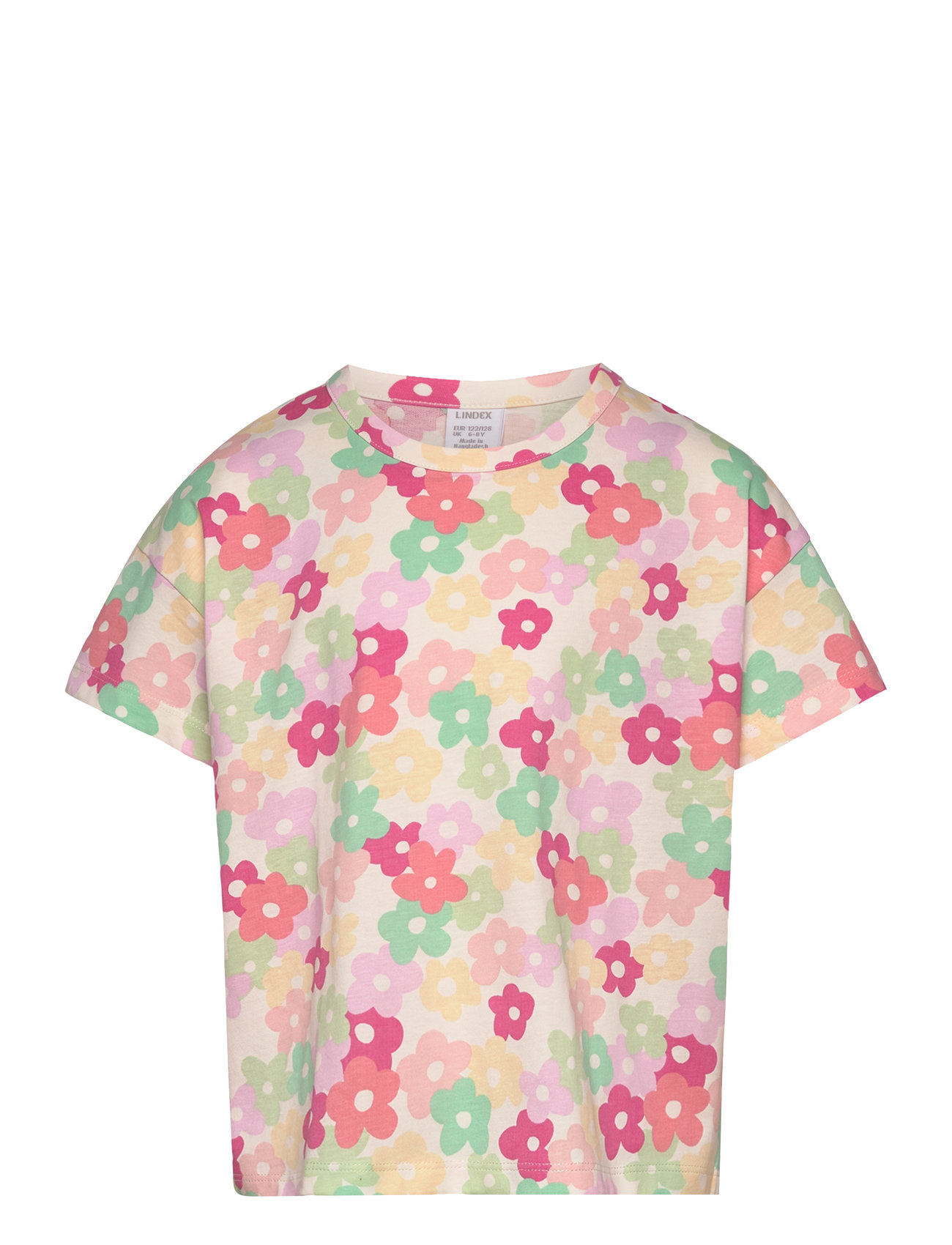 LINDEX Oberteil Ss Cropped Flower Print Patterned - 92 - Kinder