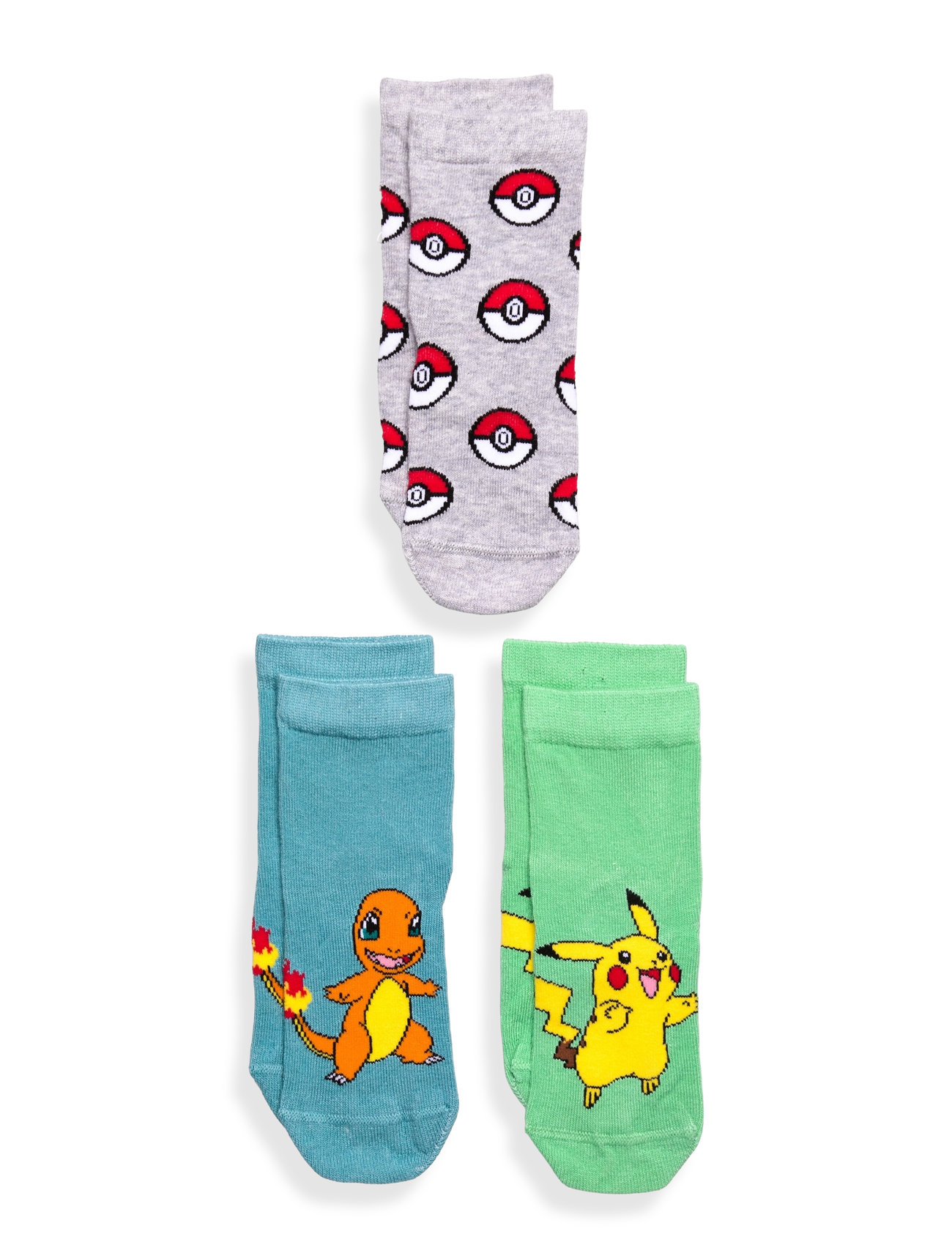 Lindex Sock 3 P Pokemon, 22/24, Grey, Sokker & Strømpebukser > Sokker, Børn