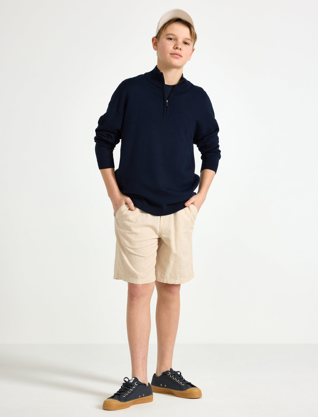 Lindex Shorts Linen Blend, 158, Beige, Underdele > Shorts, Børn