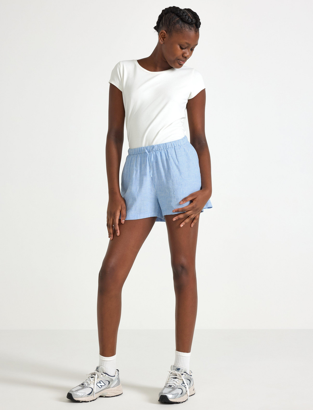 Lindex Shorts Linen Blend, 164, Blue, Underdele > Shorts, Børn
