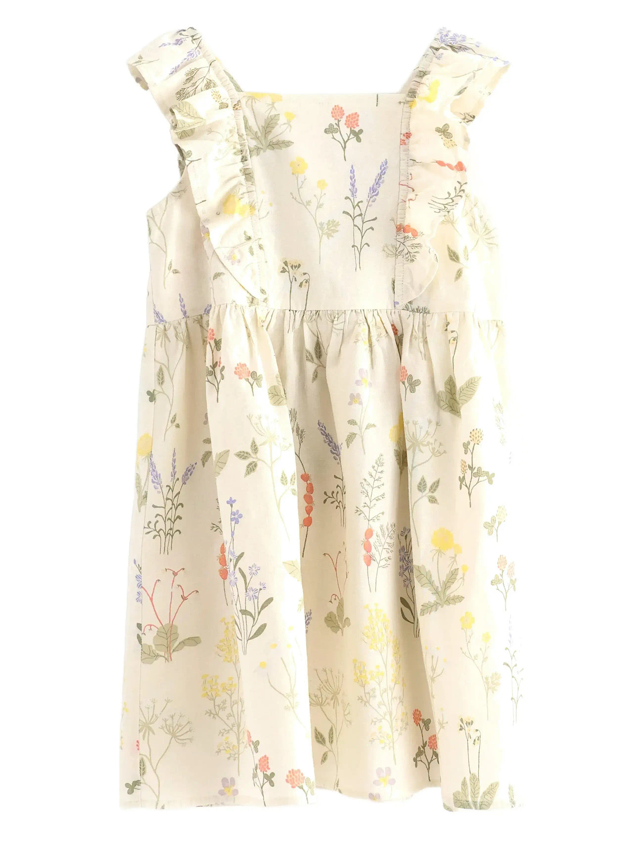 LINDEX Kleid Woven With Frill Aop Str Cream - 122 - Kinder