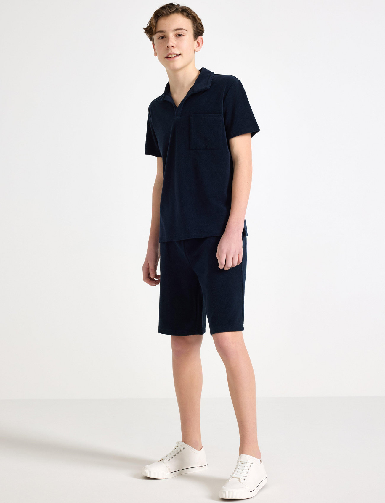 Lindex Shorts Solid Terry, 128, Navy, Shorts > Svedeshorts, Børn