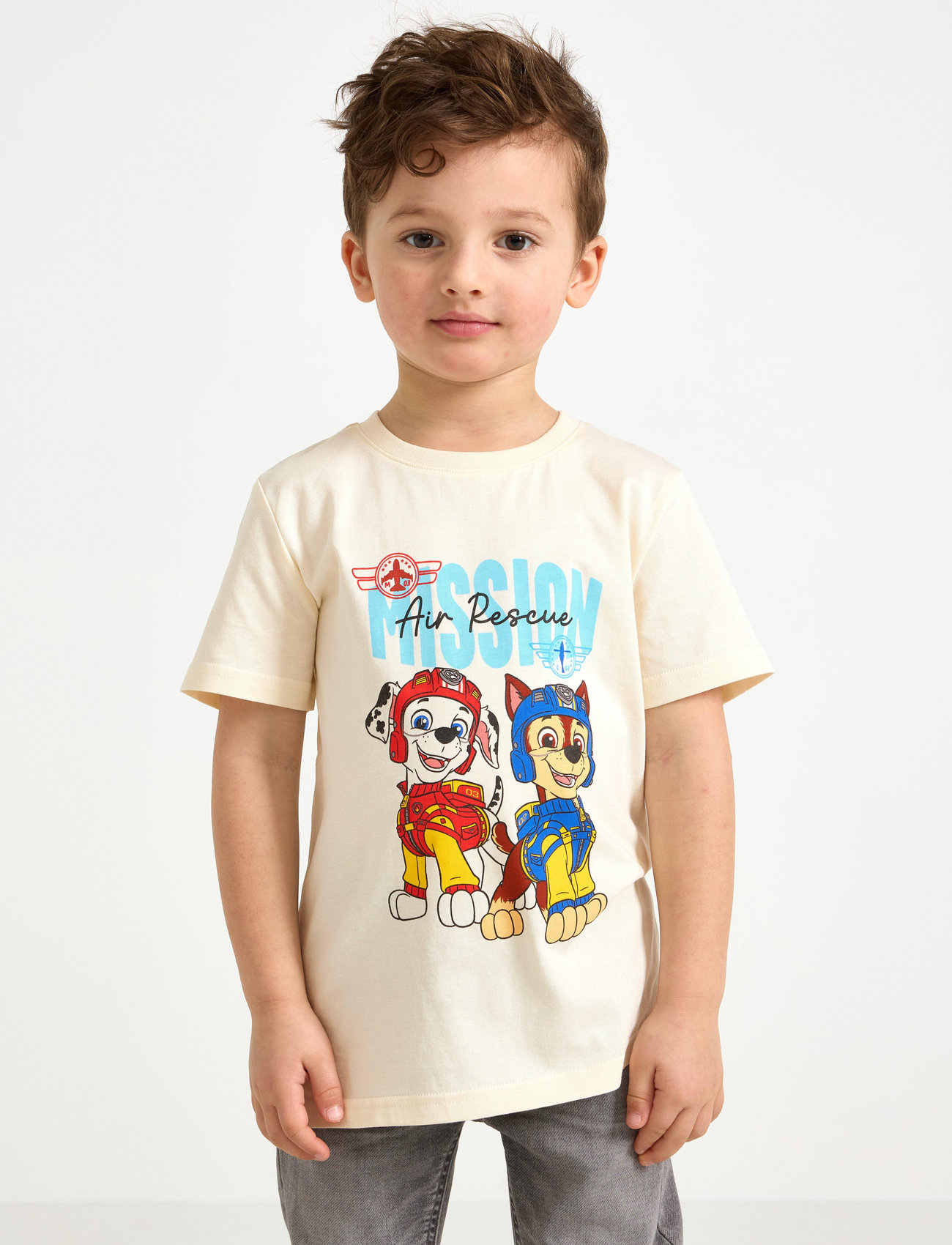 Lindex Top Ss Paw Patrol, 122/128, Cream, T-Shirts > Kortærmede, Børn