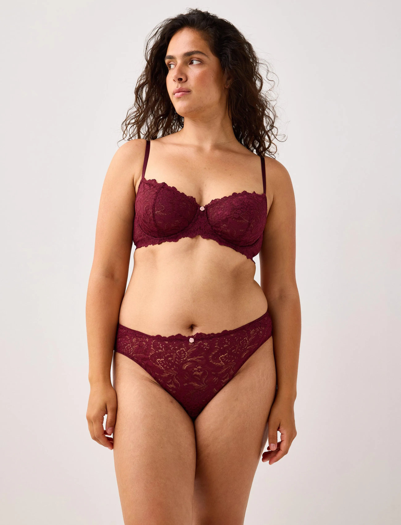 Lindex Unpadded Bra, 85 B, Burgundy, Bras & Overdele - Balconette Bras, Dame