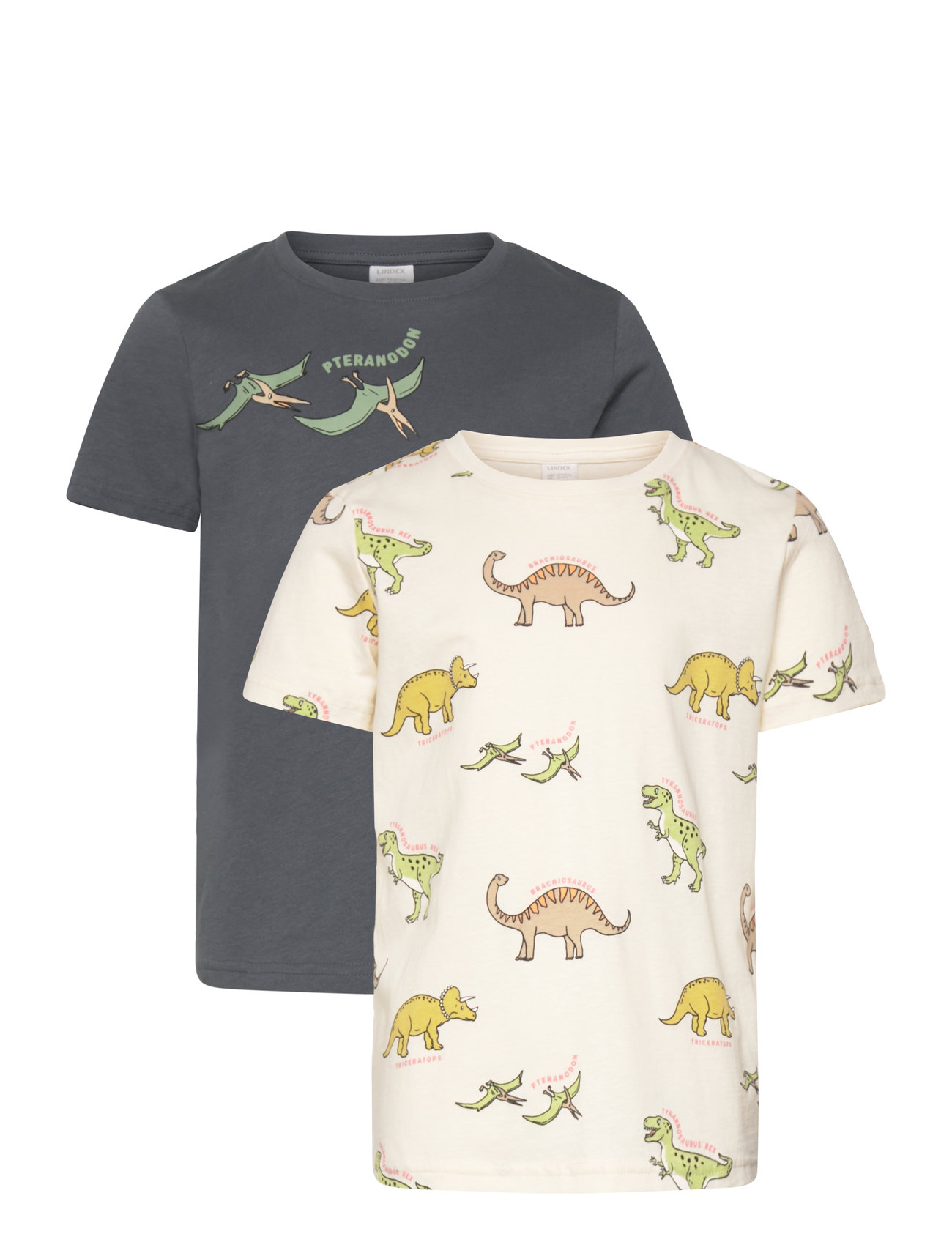 LINDEX Oberteil Ss 2 Pack Dino Patterned - 92