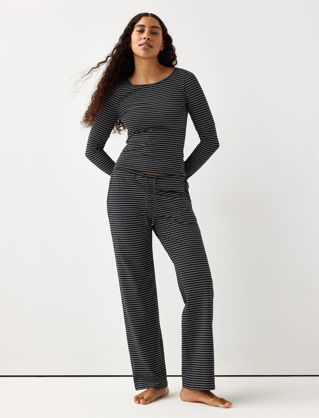 Lindex Wide Pyjama Trousers, M, Black, Nat- Og Loungewear > Bukser, Dame